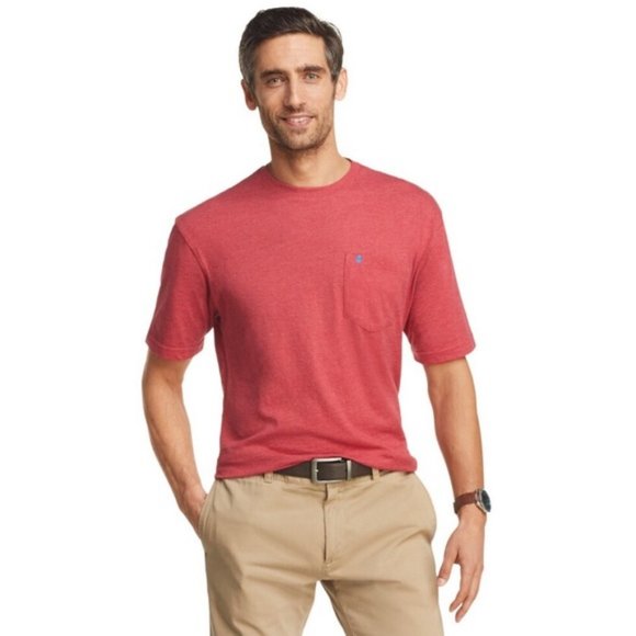 IZOD Men's Saltwater Short Sleeve Solid T-Shirt with Pocket - Picture 1 of 5